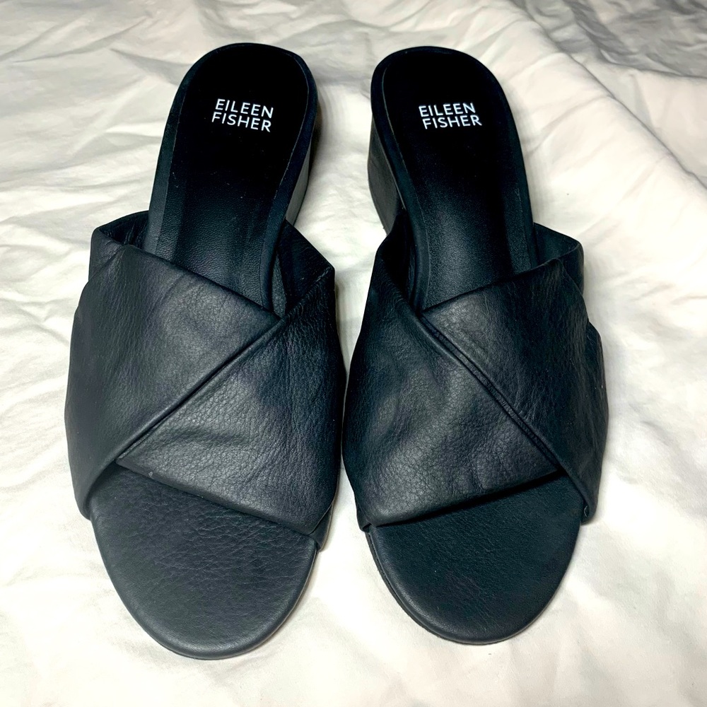 7.5 Black Leather Slide Sandal